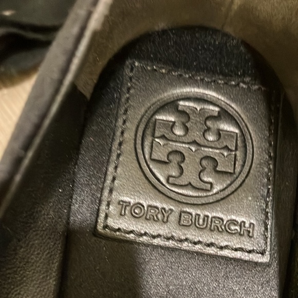 Tory Burch Satin Heather Ankle Wrap Espadrille Wedge shoes Black color Size 5.5 - Picture 9 of 9